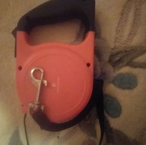 A small retractable pink dog leash.